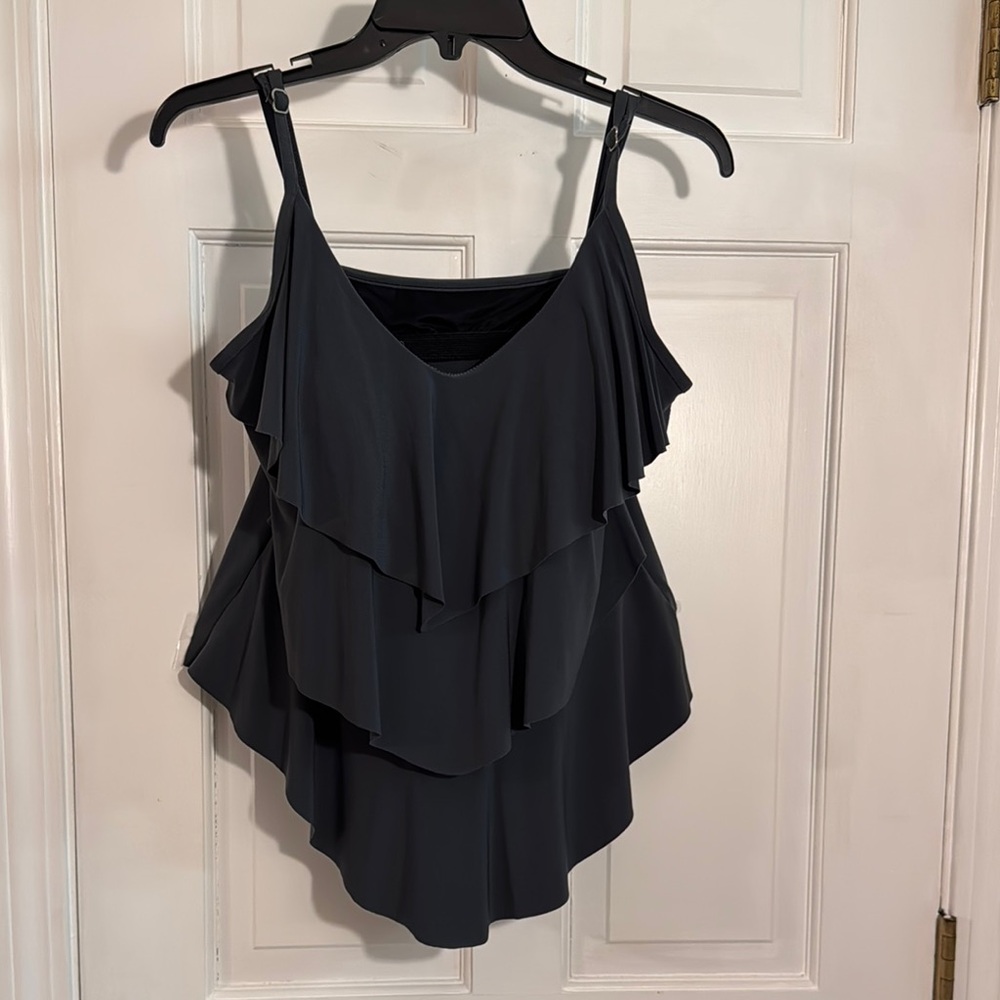 Magicsuit Gray Asymmetrical Ruffled Camisole /Swimsuit Top